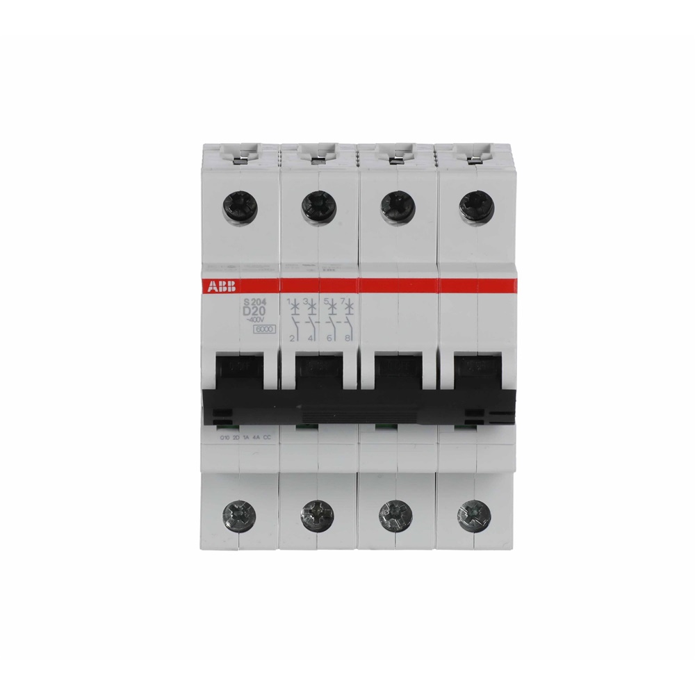 Interruttore Automatico Miniatura S200 4P 20A Caratteristica D 6kA Uso Industriale e Residenziale