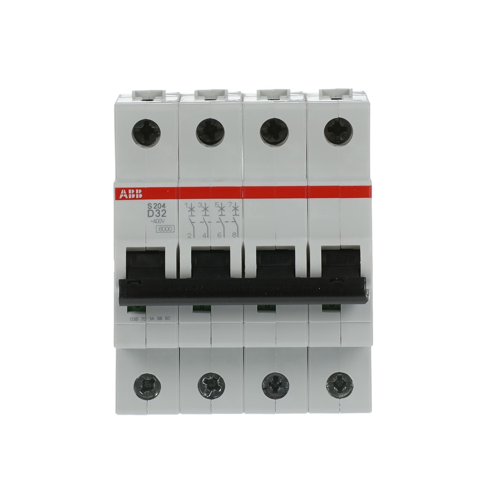 Interruttore automatico S200 4 poli 32A caratteristica D 6kA protezione impianti elettrici residenziali e industriali