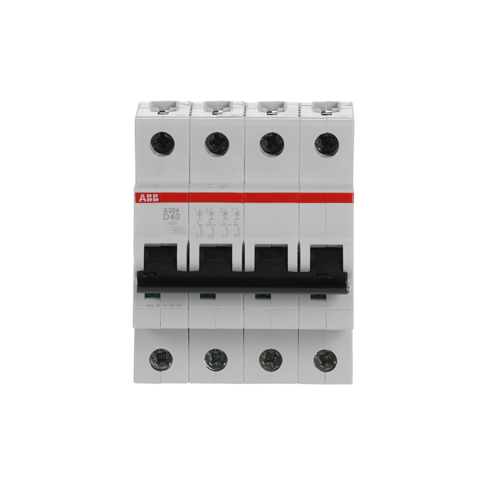 Interruttore automatico Miniature Circuit Breaker S200 4 poli 40A caratteristica D 6kA per impianti residenziali e industriali
