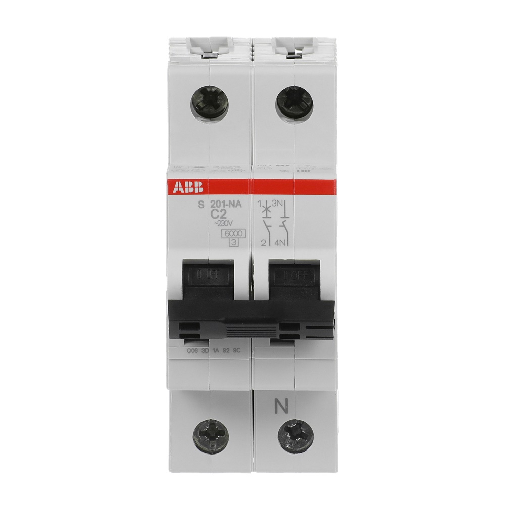 Interruttore Automatico Miniatura S200 1P+N 2A C 6kA uso residenziale e industriale