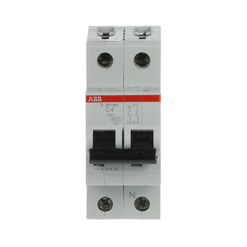 Mini interruttore automatico S200 1P+N 4A caratteristica C capacità 6kA uso residenziale e industriale