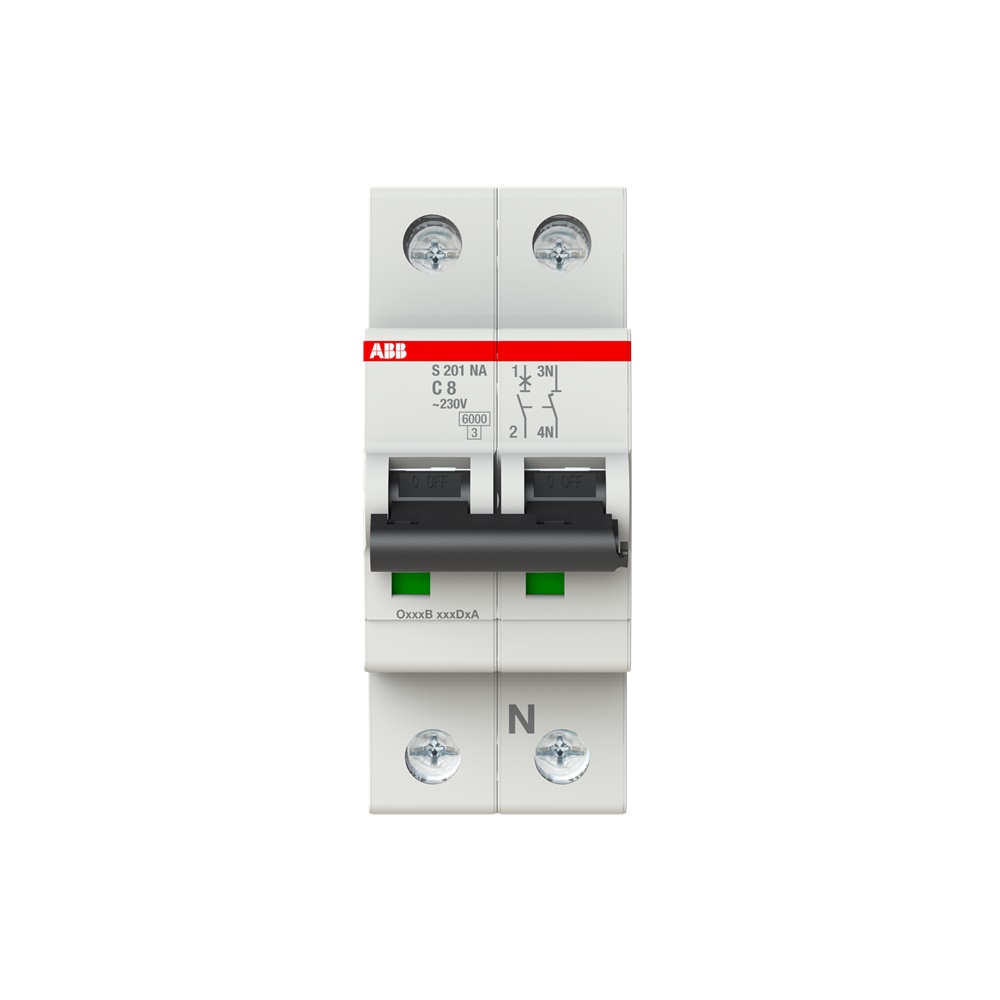 Interruttore Automatico Miniatura S200 1P+N 8A Curva C 6kA AC uso residenziale e industriale
