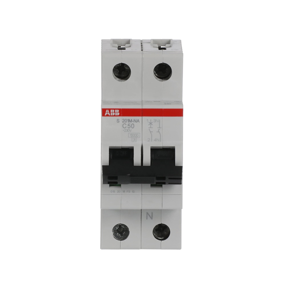 Interruttore Automatico Miniatura S200M 1P+N 50A Curva C 10kA Uso Residenziale Industriale