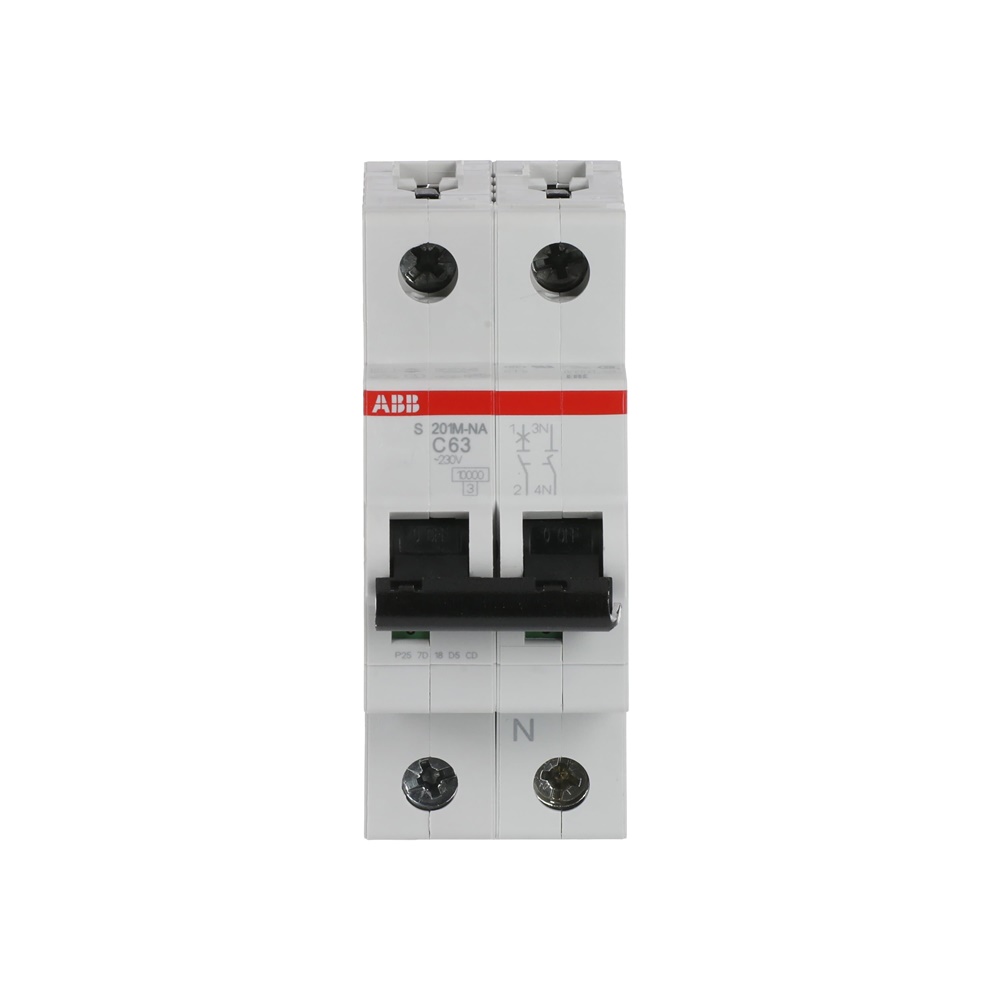 Interruttore Automatico Miniatura S200M 1P+N 63A Curva C 10kA Uso Residenziale Industriale