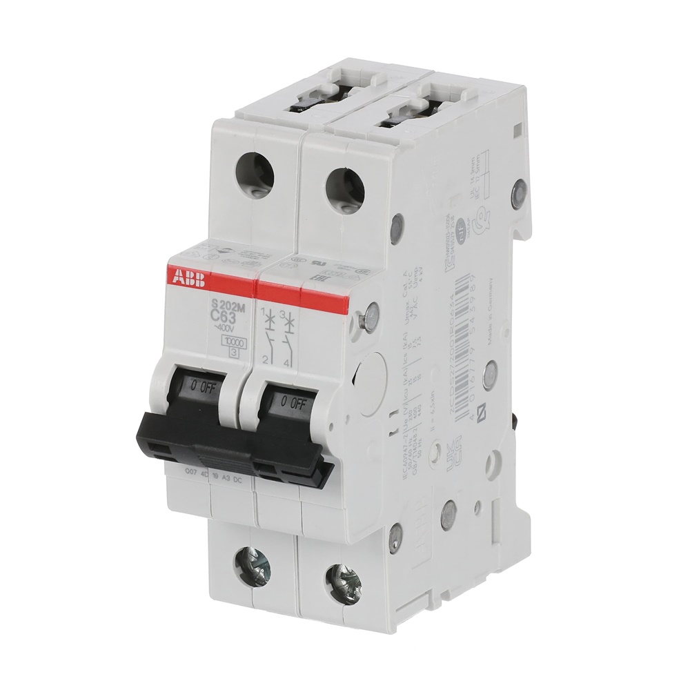 Interruttore automatico S200M 2 poli 63A curva C 10kA uso residenziale commerciale industriale