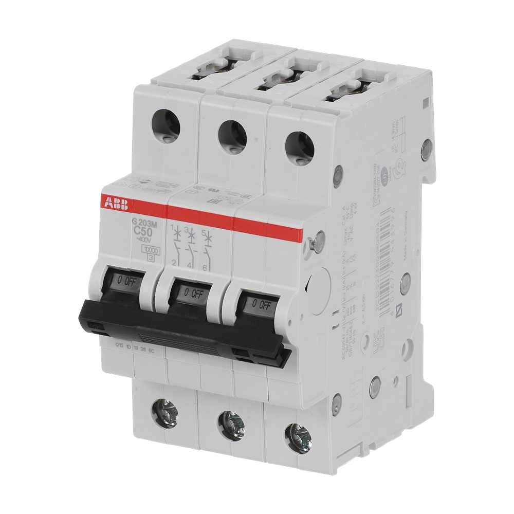 Interruttore Automatico Miniatura S200M 3 Poli 50A Curva C 10kA AC Uso Residenziale Industriale