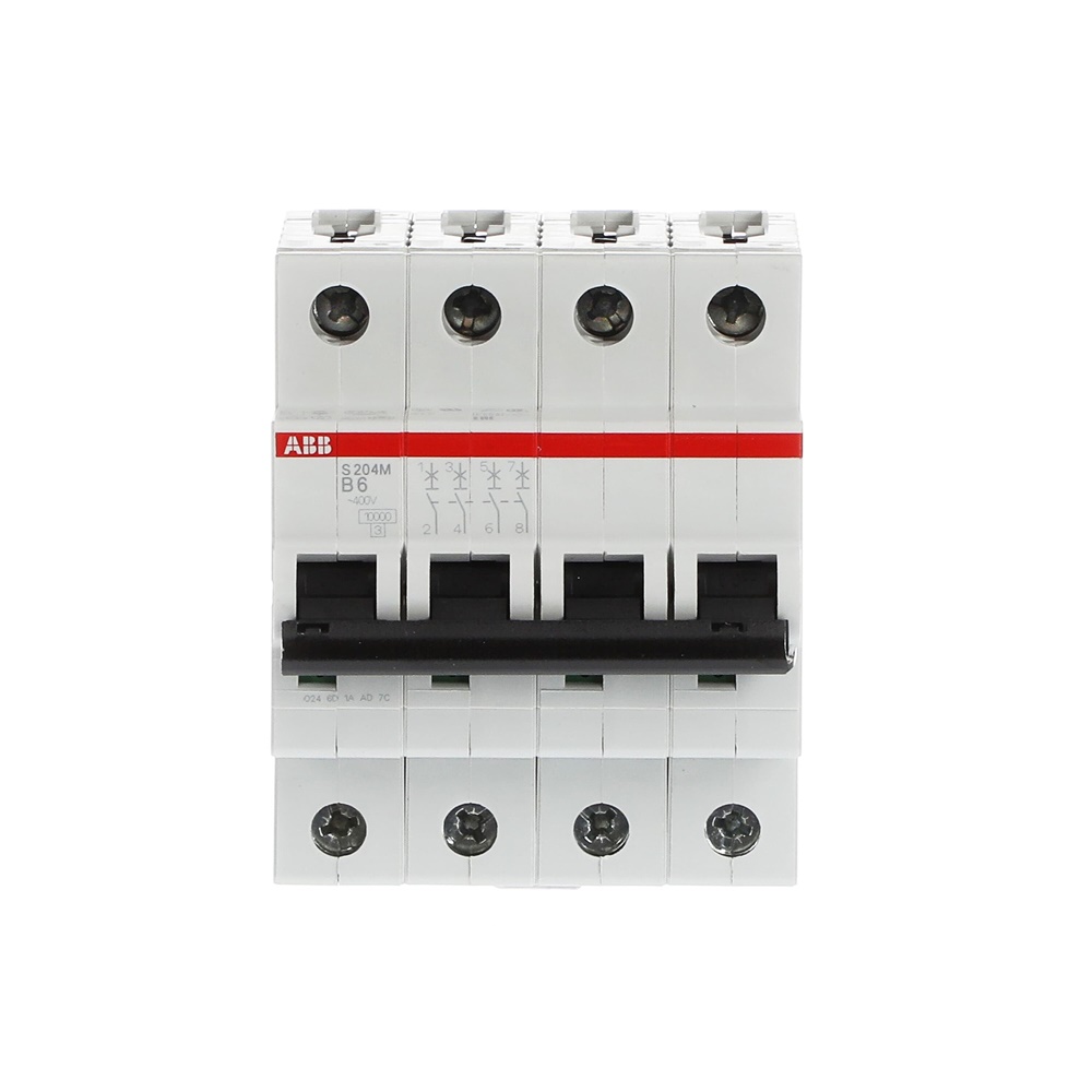 Interruttore automatico miniatura S200M 4 poli 6A caratteristica B 10kA uso industriale e civile
