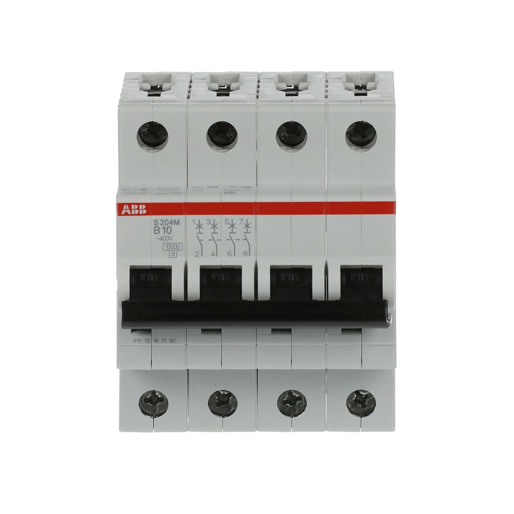 Interruttore Automatico Miniature S200M 4 Poli 10A Caratteristica B 10kA Uso Residenziale e Industriale