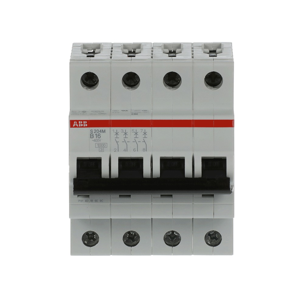 Interruttore automatico S200M 4 poli 16A curva B 10kA uso residenziale e industriale
