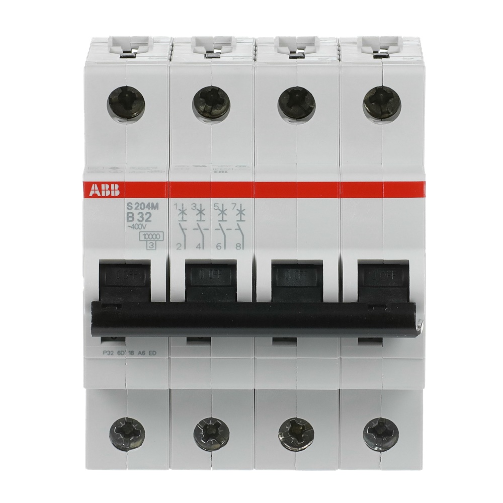 Interruttore automatico modulare S200M 4 poli 32A curva B 10kA uso civile industriale