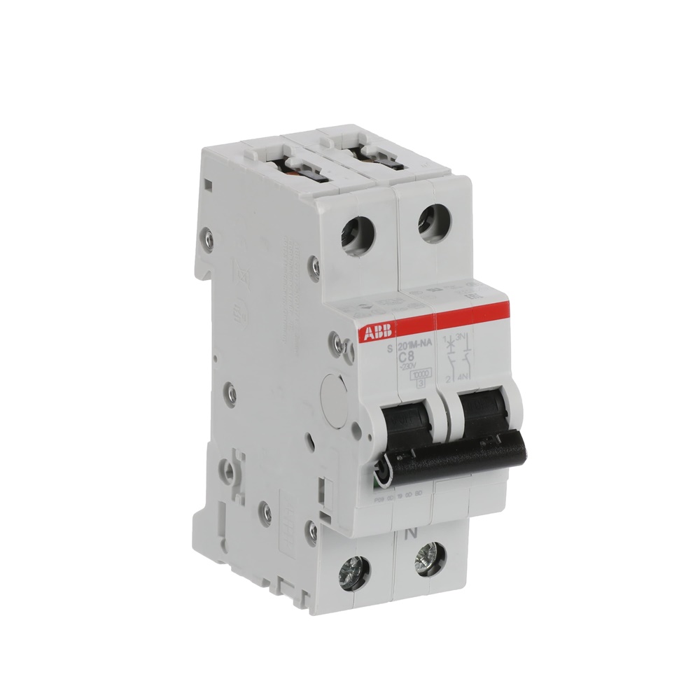 Interruttore Automatico Miniatura S200M 1P+N 8A Curva C 10kA AC uso residenziale e industriale