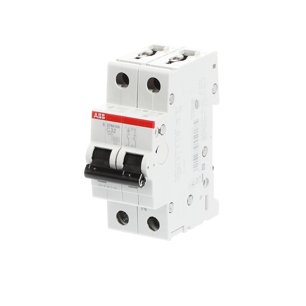 Interruttore Automatico Miniatura S200M 1P+N 32A Curva C 10kA AC uso residenziale e industriale