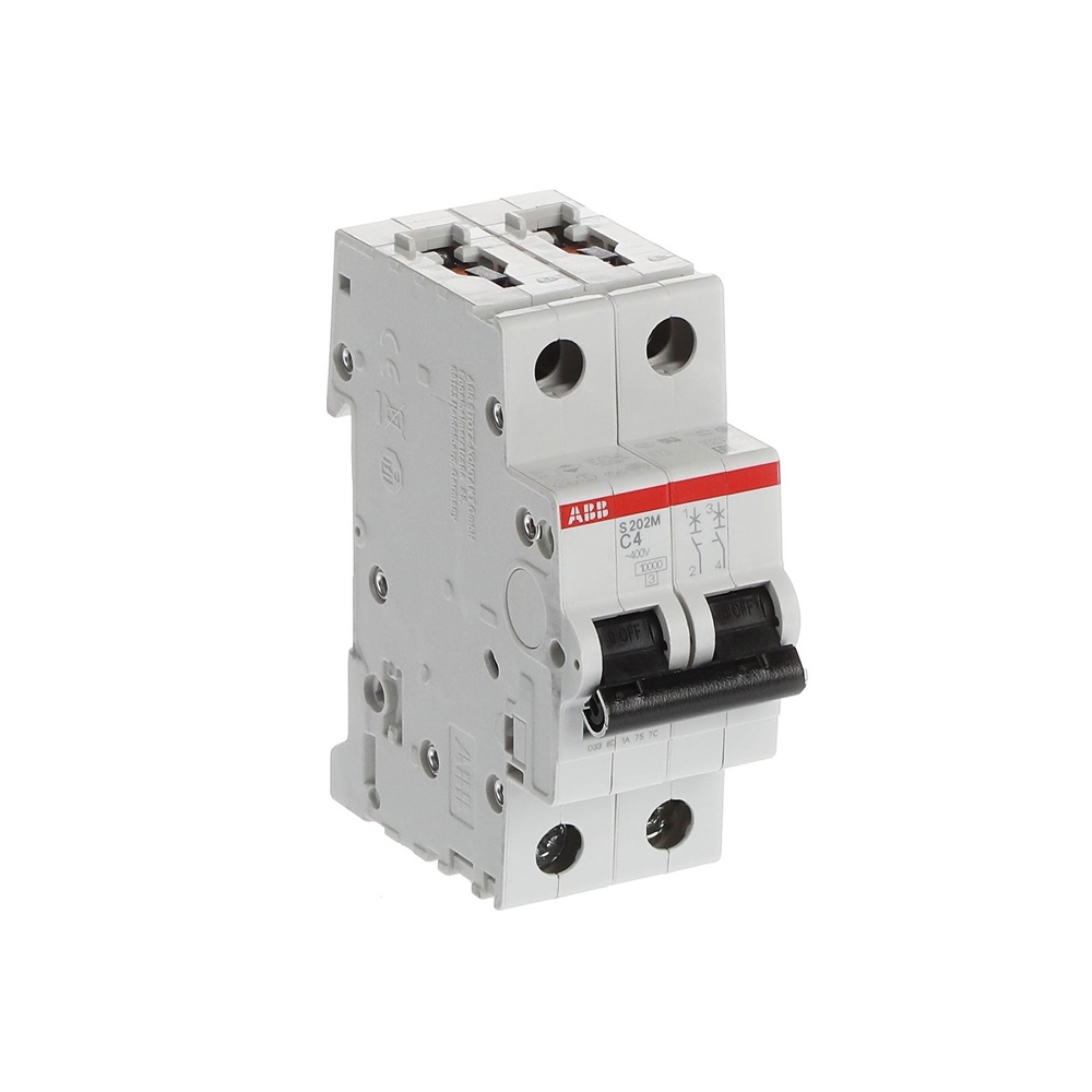 Interruttore automatico Miniature Circuit Breaker S200M 2 poli 4A caratteristica C 10kA uso residenziale e industriale