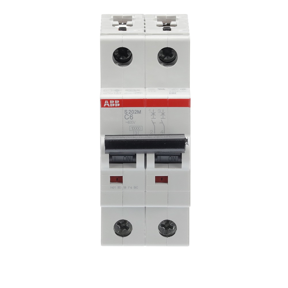 Interruttore automatico S200M 2 poli 6A curva C 10kA per impianti residenziali e industriali