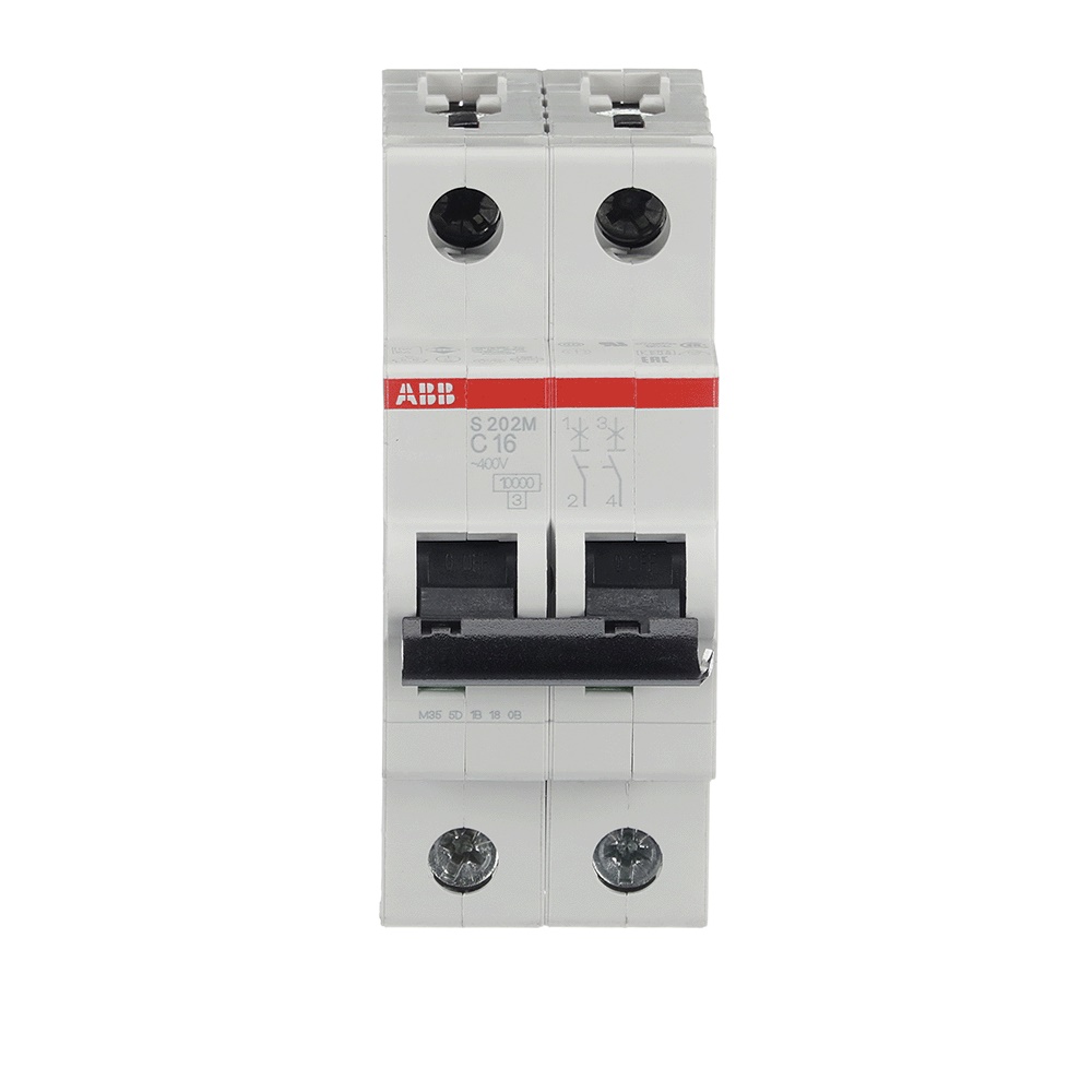 Interruttore automatico S200M 2P 16A C 10kA protezione sovraccarico cortocircuito uso residenziale industriale