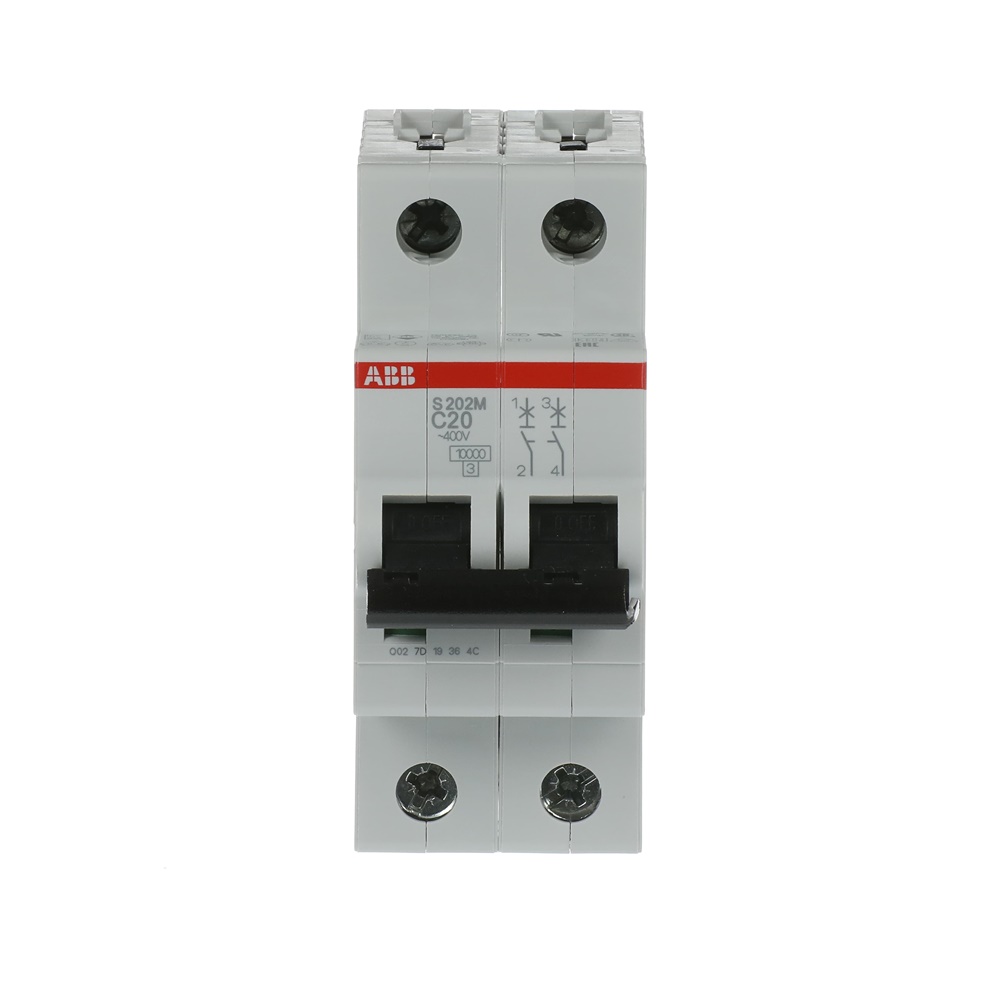 Interruttore automatico Miniature Circuit Breaker S200M 2P 20A C 10kA uso residenziale e commerciale