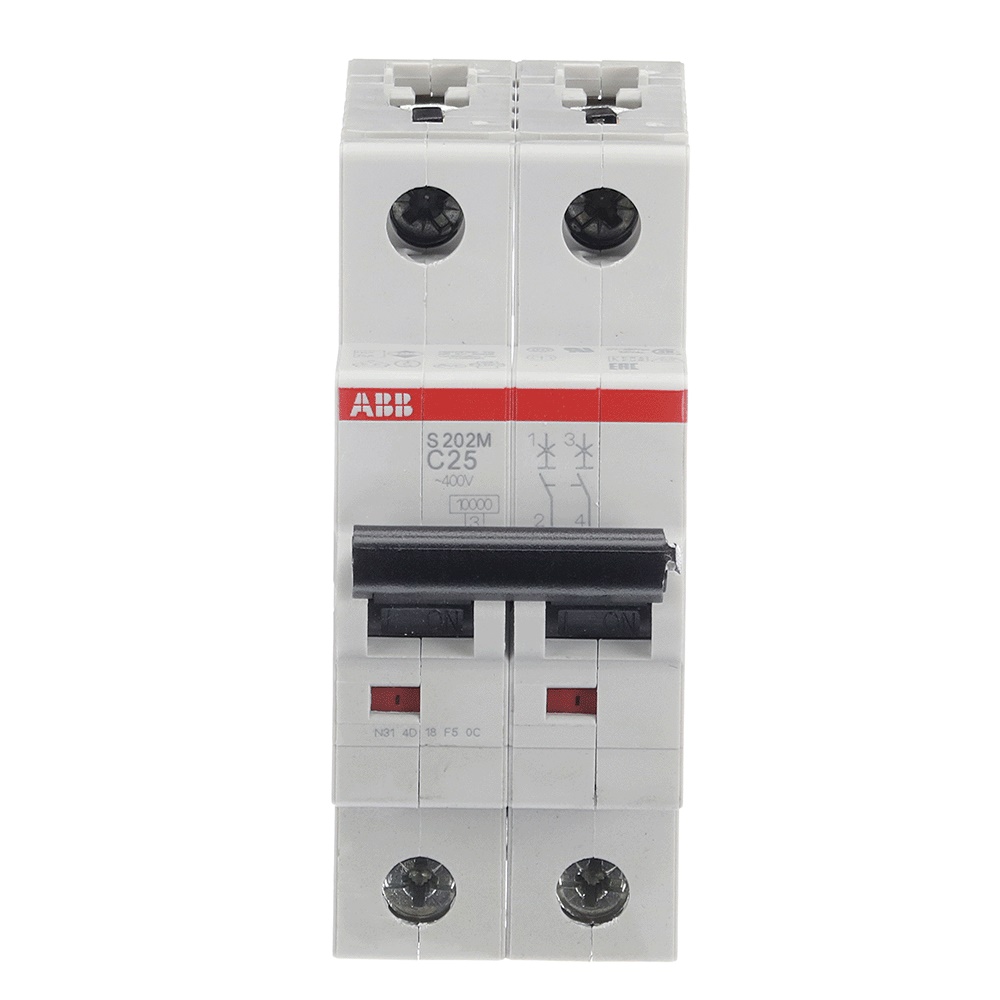 Interruttore automatico S200M 2P 25A curva C 10kA protezione sovraccarico cortocircuito uso residenziale commerciale