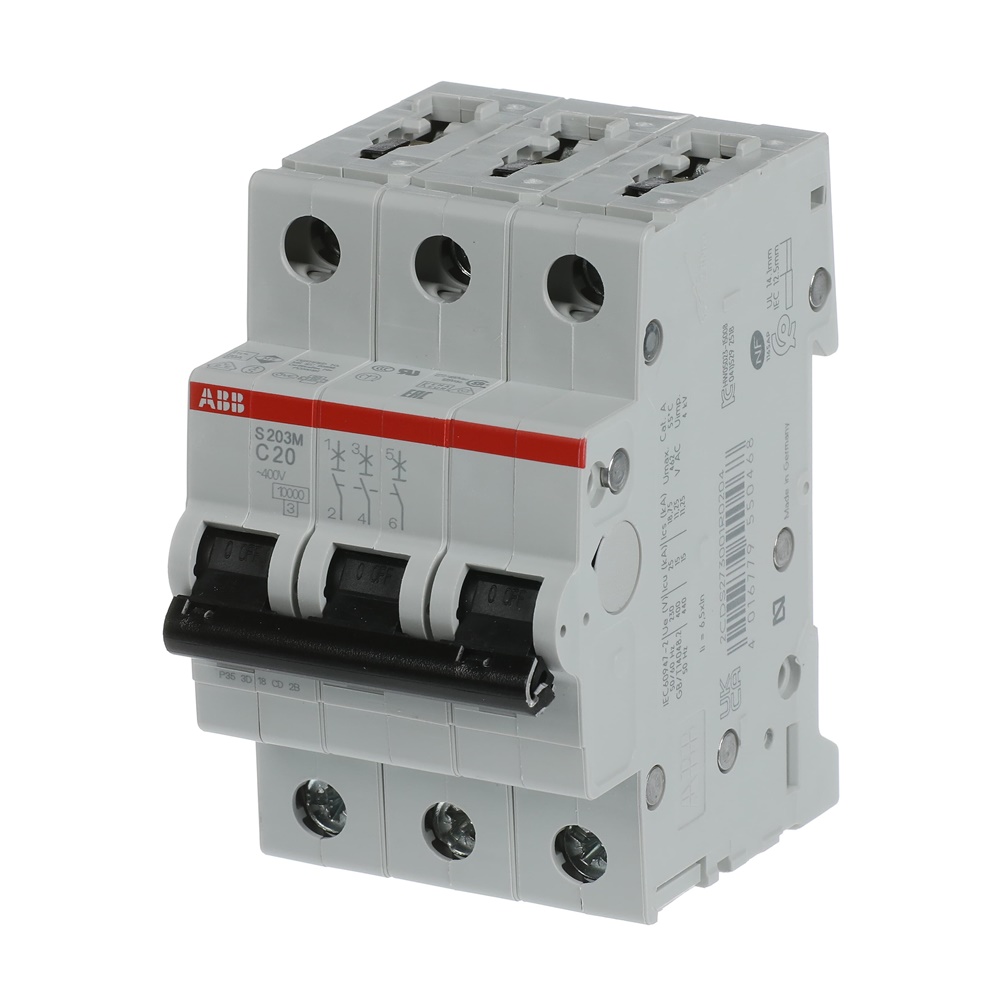 Interruttore Automatico Miniatura S200M 3P 20A Curva C 10kA Uso Residenziale e Industriale