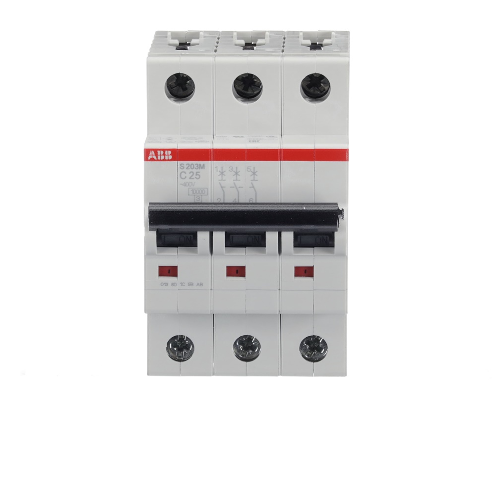 Interruttore Automatico Miniature S200M 3P 25A Curva C 10kA Uso Residenziale e Industriale
