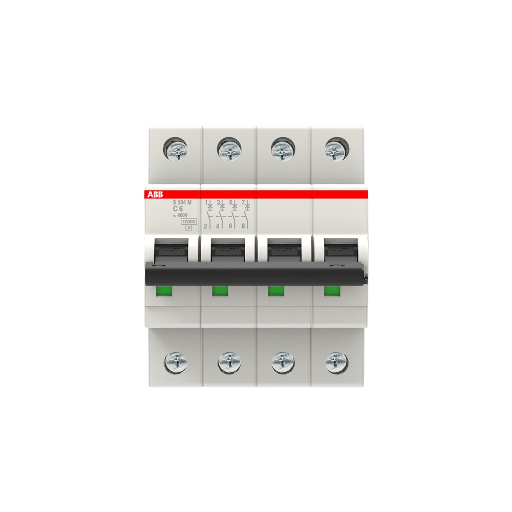 Interruttore automatico compatto S200M 4 poli 6 A caratteristica C uso residenziale industriale