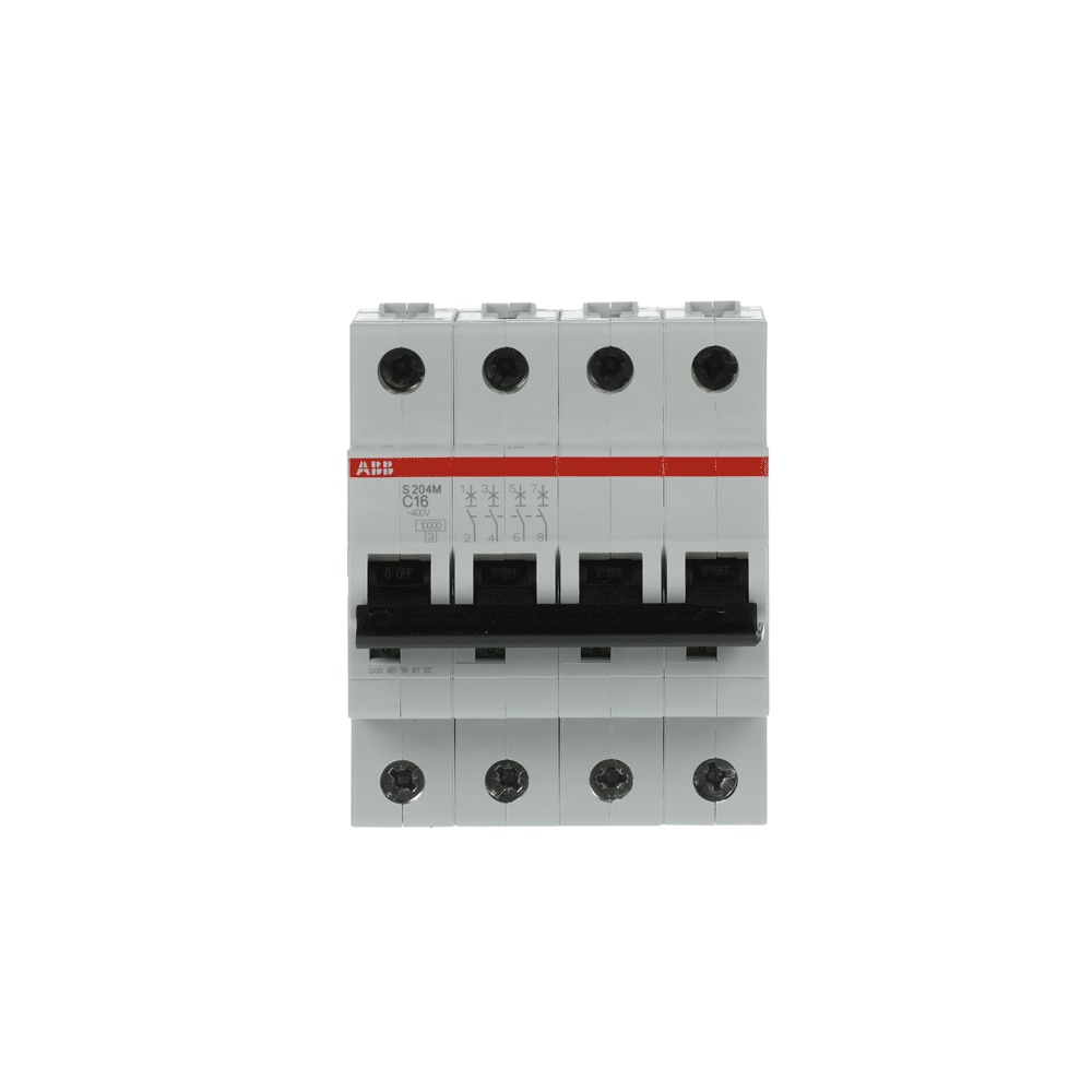 Interruttore automatico S200M 4 poli 16A caratteristica C protezione sovraccarico e cortocircuito uso residenziale commerciale industriale