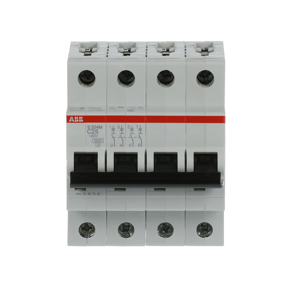 Interruttore automatico S200M 4 poli 25A caratteristica C protezione sovraccarico e cortocircuito uso residenziale e commerciale