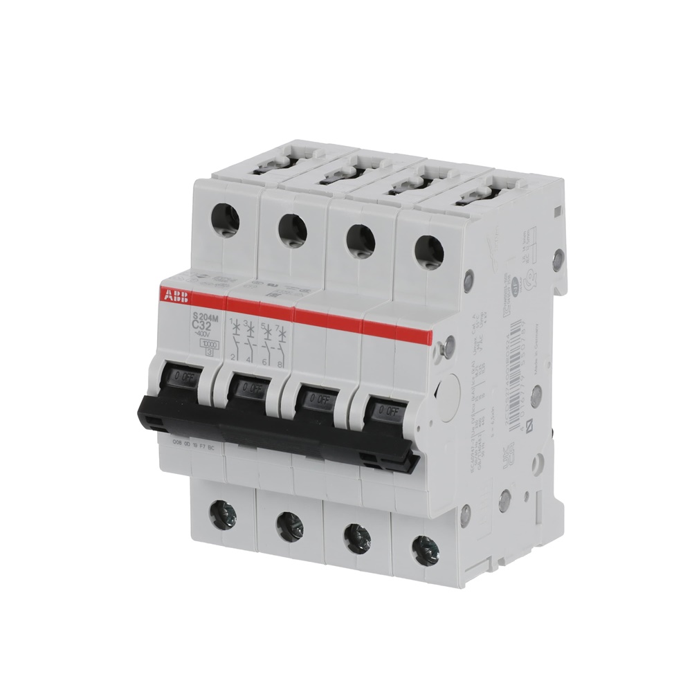 Interruttore automatico magnetotermico 4 poli 32A curva C 10kA uso residenziale e commerciale
