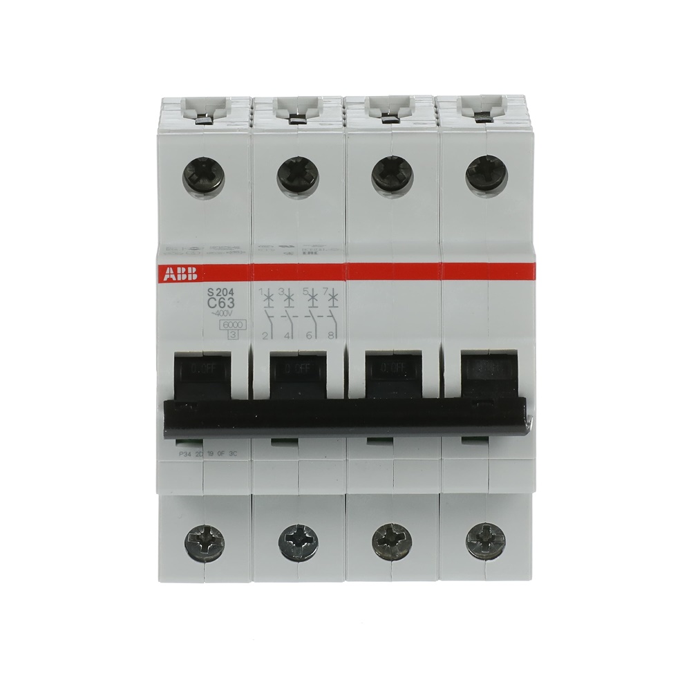 Interruttore automatico modulare S200 4P 63A caratteristica C potere interruzione 6 kA per impianti residenziali e industriali