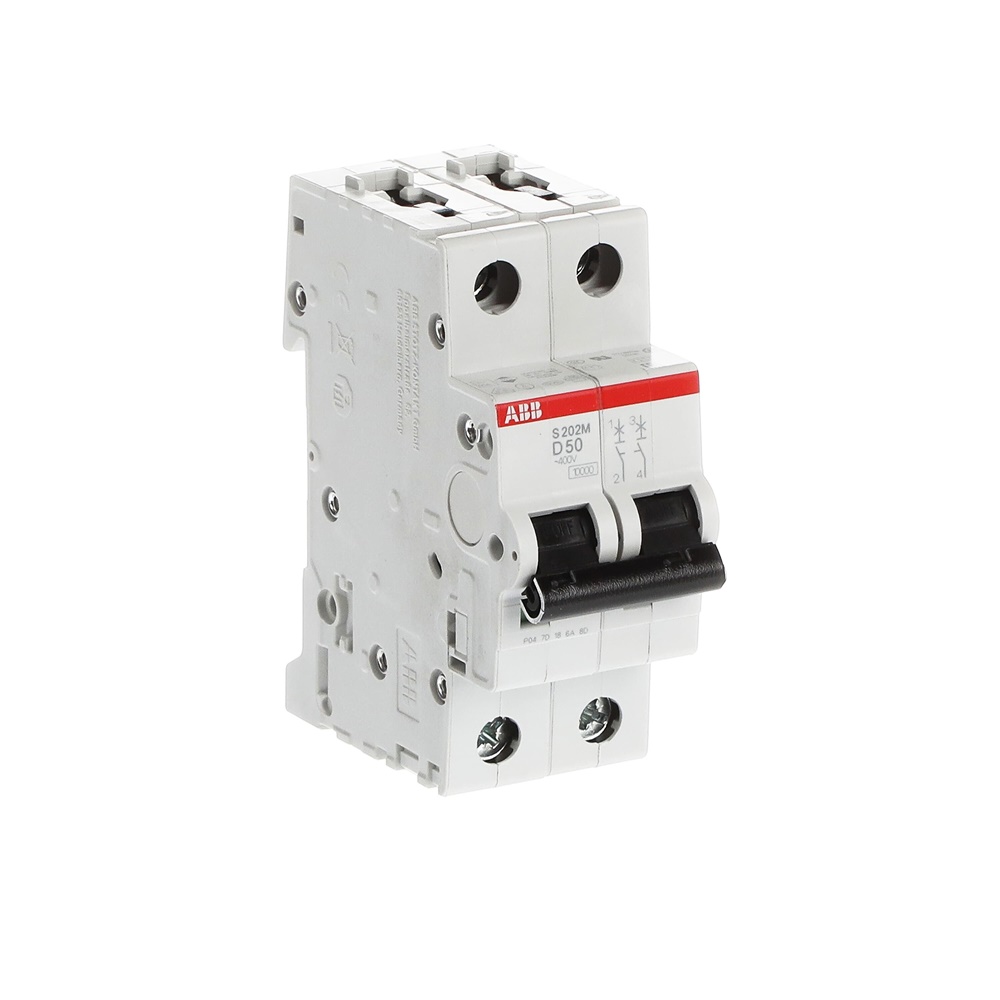 Interruttore automatico compatto S200M 2 poli 50A caratteristica D 10kA uso residenziale industriale