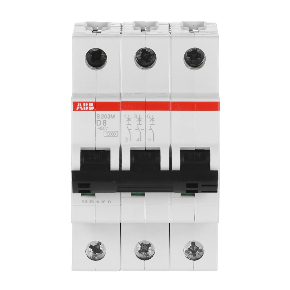 Interruttore Automatico Miniature Circuit Breaker S200M 3P 8A Caratteristica D 10kA uso residenziale e industriale