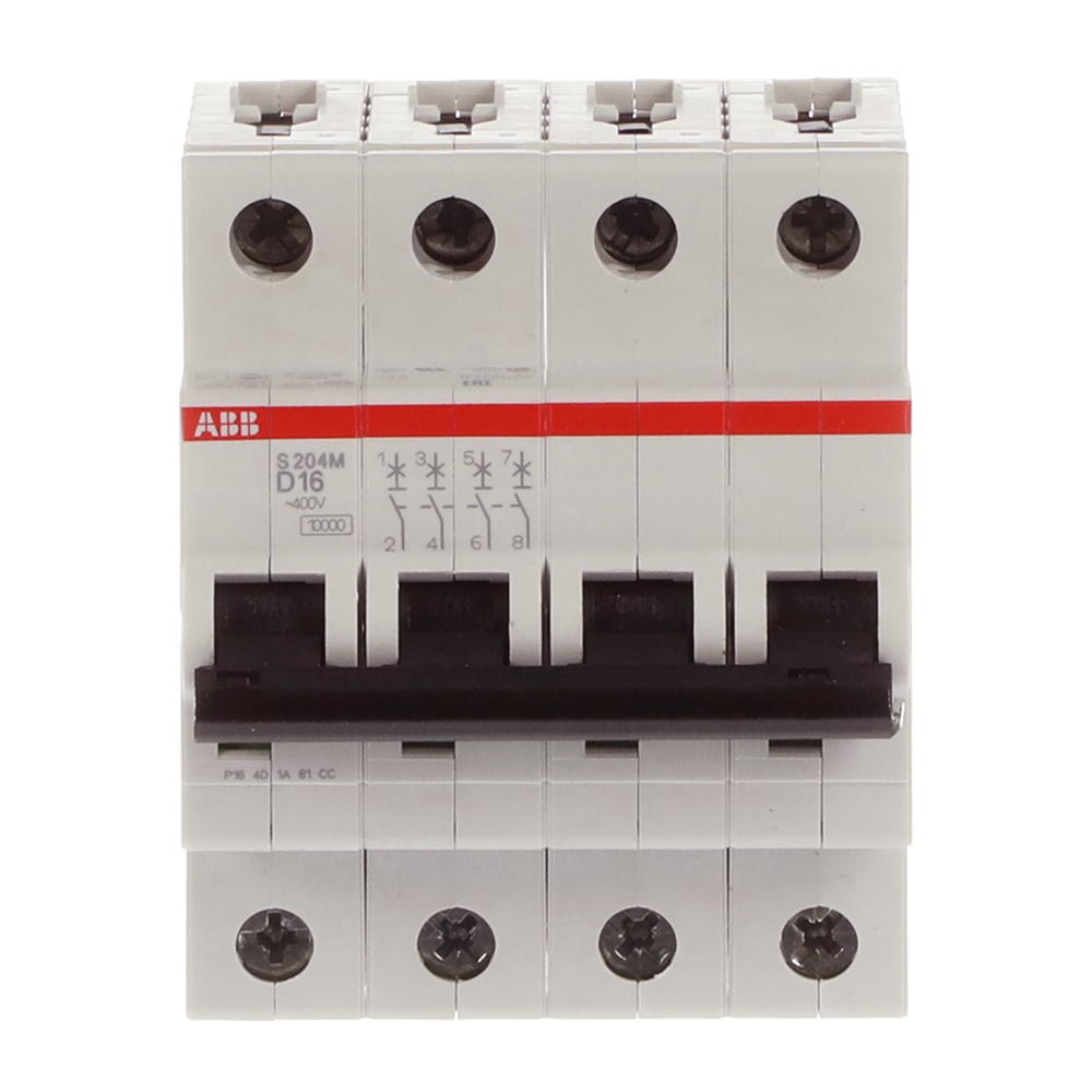 Interruttore Automatico Miniatura S200M 4 Poli 16A Caratteristica D 10kA AC uso residenziale e industriale