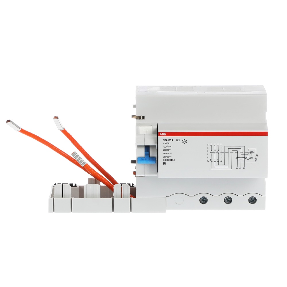 Blocco Differenziale DDA803A-63/0,03 3P 30mA 63A Tipo A per Protezione Impianti