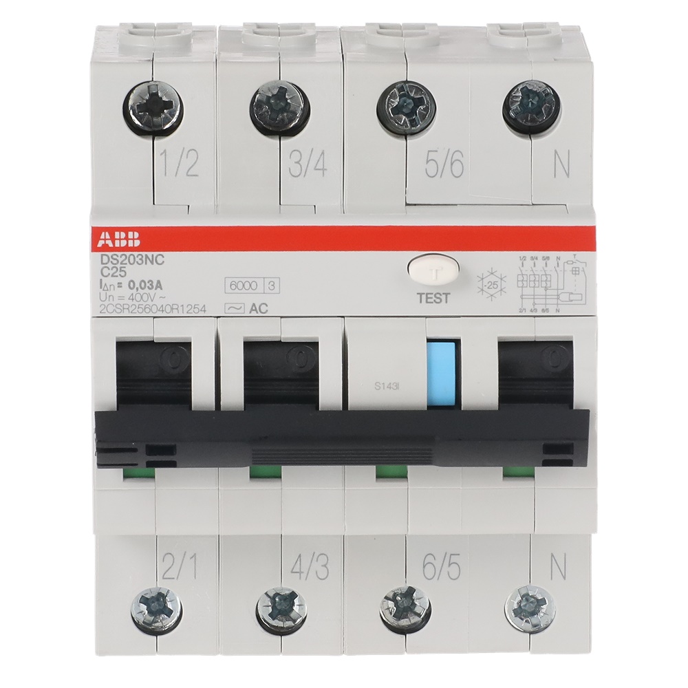 Interruttore differenziale magnetotermico 3P+N 25A 30mA AC protezione sovraccarico cortocircuito