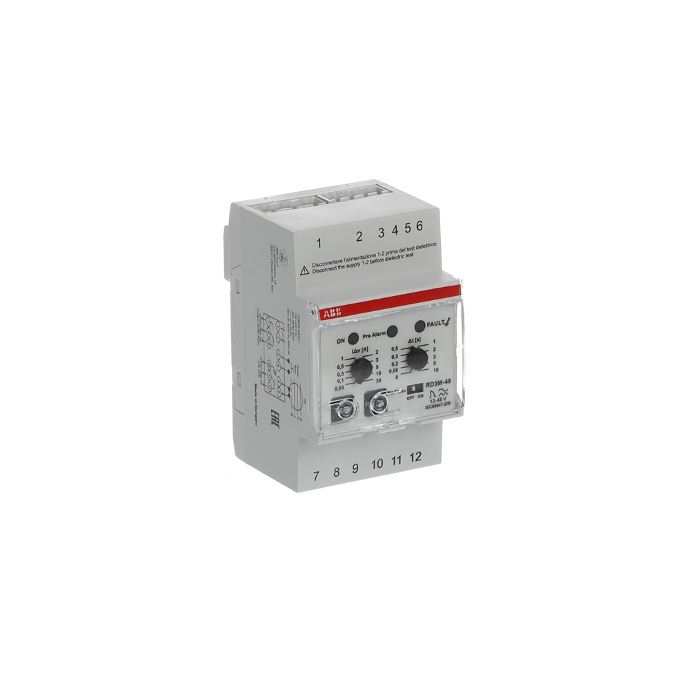 RD3M-48 Relè Differenziale Elettronico Tipo A Monitoraggio Corrente Residua Industriale