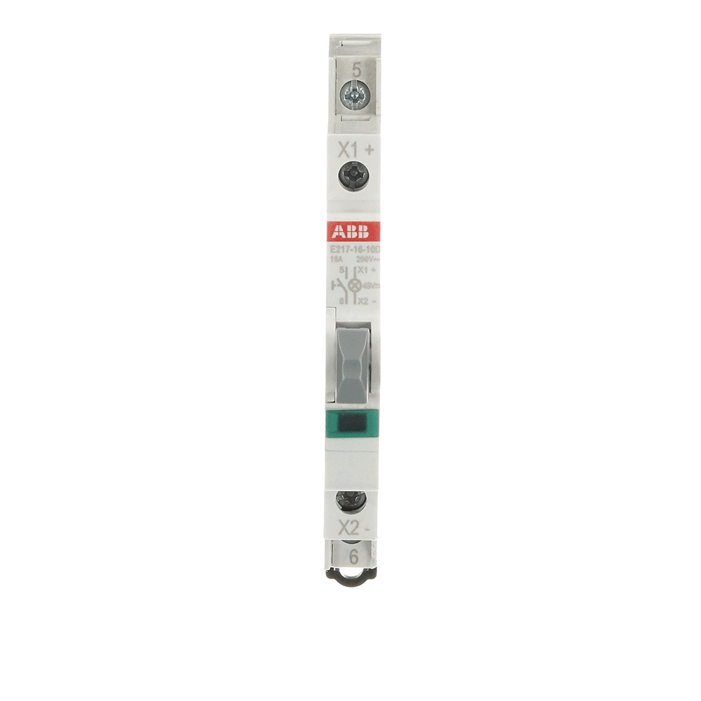 Pulsante luminoso 16A 250V LED verde 1NO uso industriale compatto 0,5 moduli