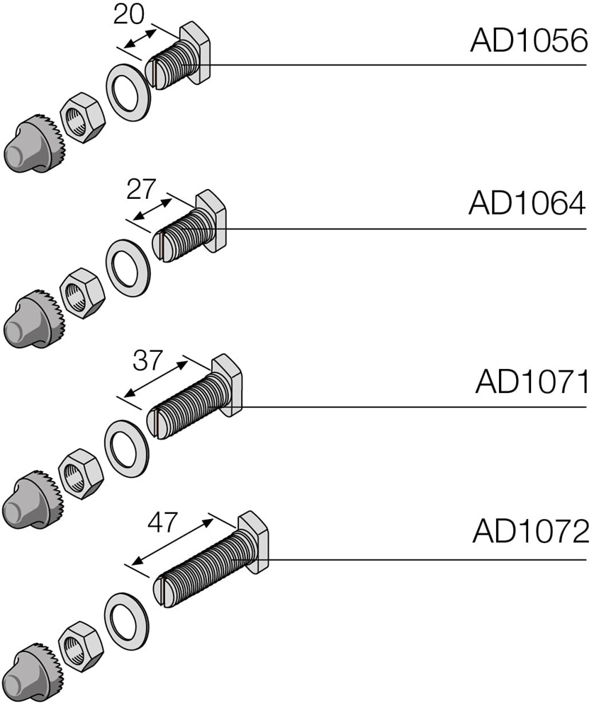 Viti giunzione M8 lunghezza 20mm kit da 12 pezzi per connessioni elettriche
