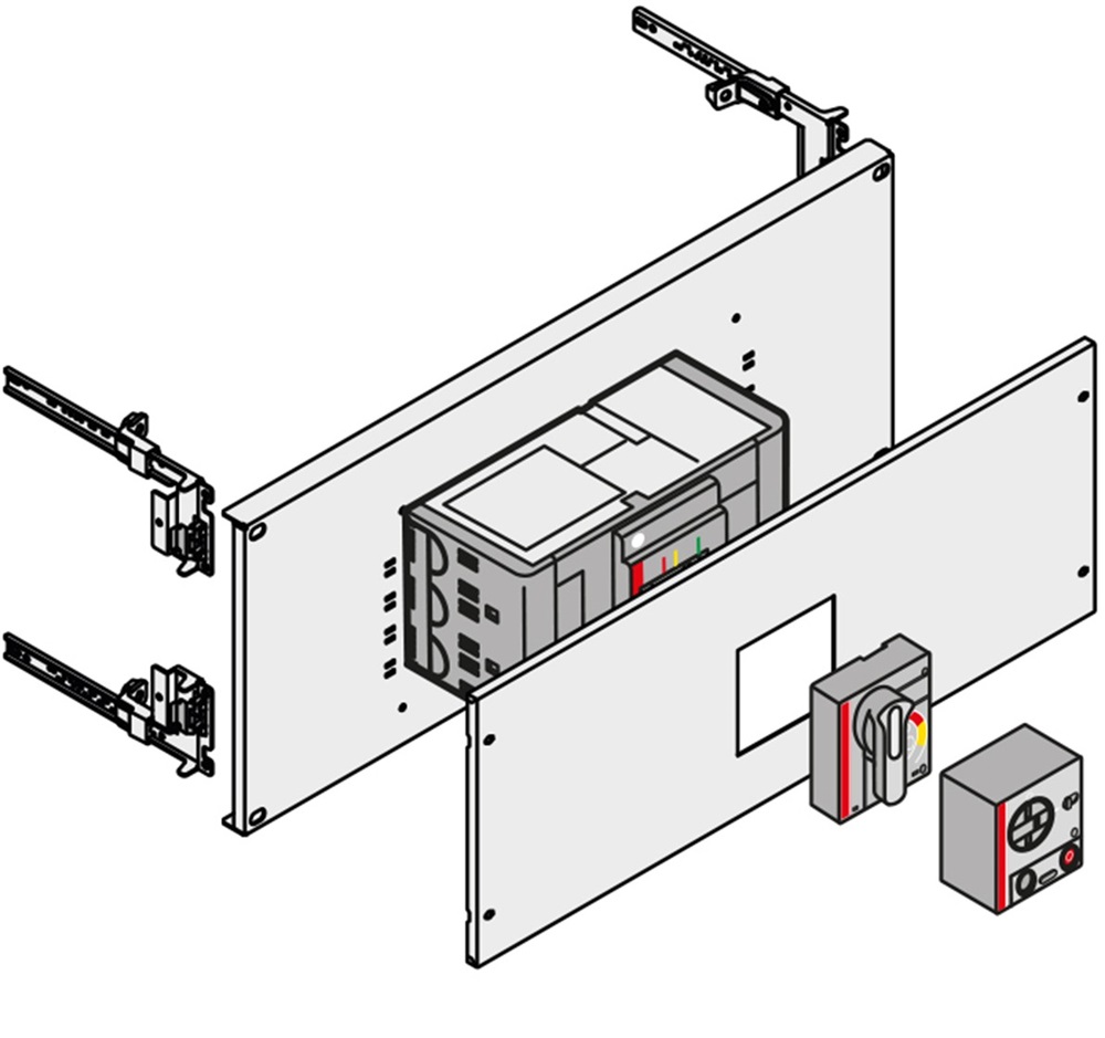 Kit T5 3/4P fisso - Maniglia rotante 400A/630A installaz. orizz. H=250mm L=600mm