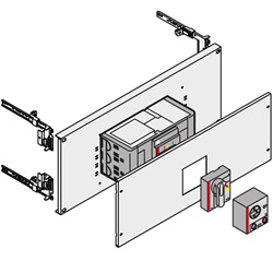 Kit T5 3/4P fisso - Maniglia rotante 400A/630A installaz. orizz. H=250mm L=600mm