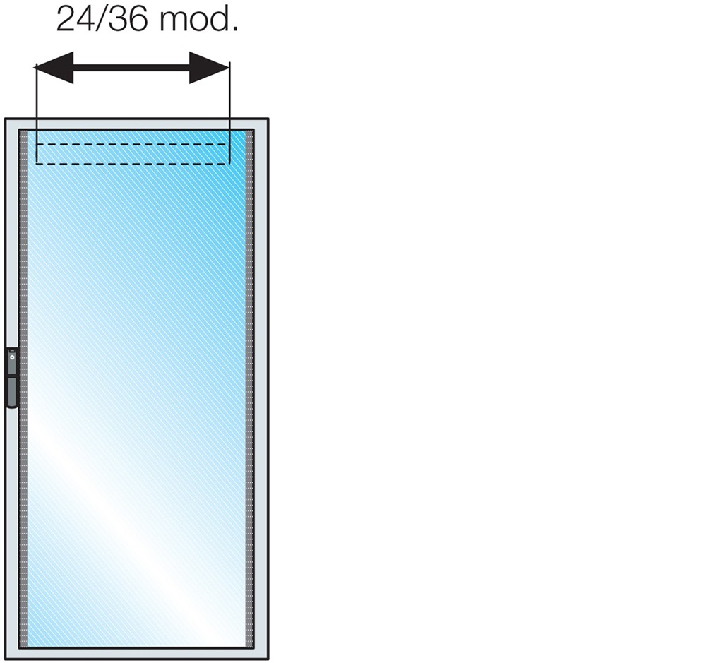 Porta vetro per struttura da parete 24 moduli DIN H=1000mm