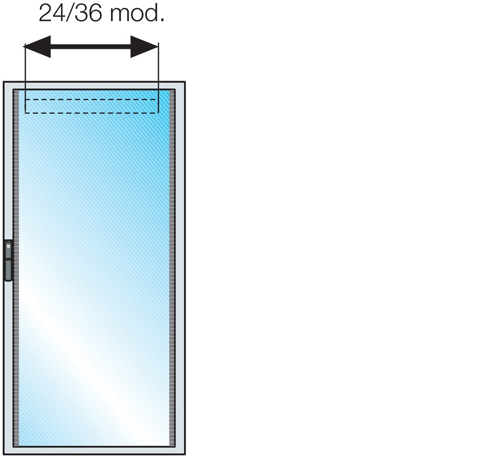 Porta vetro per struttura da pavimento 24 moduli DIN H=2000mm