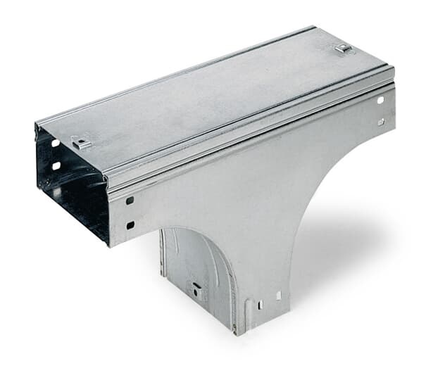 T raccordo verticale zincato H75mm larghezza 400mm per canalizzazione elettrica industriale e civile