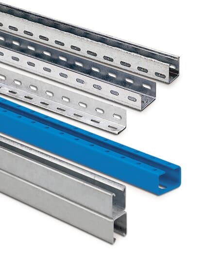 Profilo forato blu 44x25 mm lunghezza 2000 mm acciaio verniciato supporto cablaggi