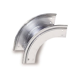 Deviazione discesa 90° curva esterna H75 raggio 300 mm zincata per impianti elettrici