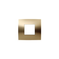 Placca incasso 2 moduli finitura oro satinato design moderno per impianti elettrici residenziali e professionali