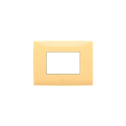 Placca incasso 3 moduli giallo pastello montaggio verticale senza cornice