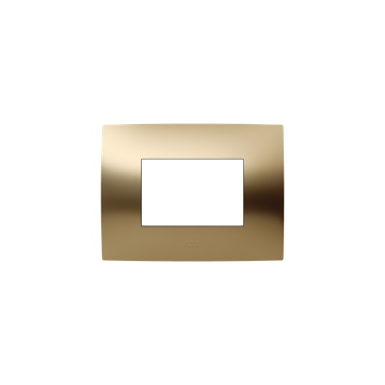 Placca incasso 3 moduli oro satinato design elegante per impianti residenziali e professionali