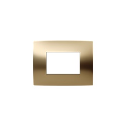 Placca incasso 3 moduli oro satinato design elegante per impianti residenziali e professionali