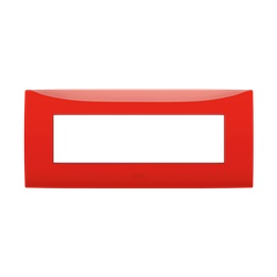 Placca incasso 7 moduli rosso fuoco per installazioni elettriche modulari