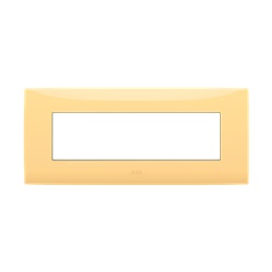 Placca da incasso 7 moduli giallo pastello per canaline sotterranee e apparecchi elettrici