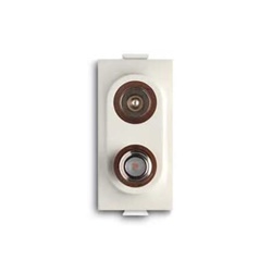 Presa coax demix passante doppia TV/SAT connettori maschio IEC ø9,5 mm e femmina F attenuazione 7dB per installazioni a muro